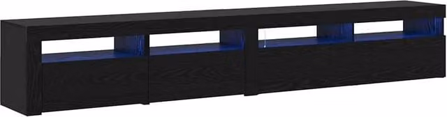 Berkfield Home Modern Black Oak TV Cabinets with Integrated LED Lighting, Set of 2 – 1