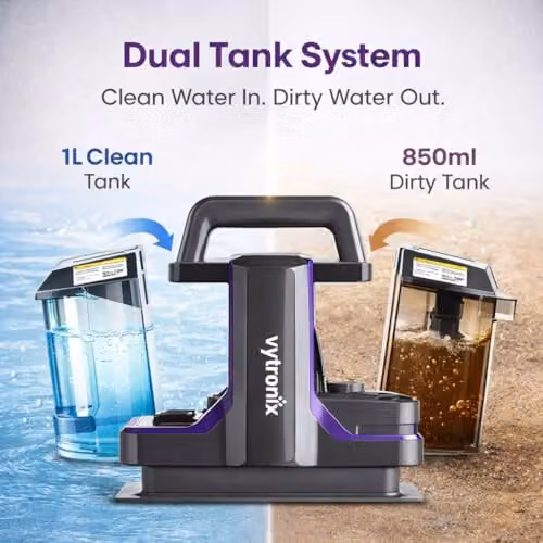 Vytronix SWASH450P Spot and Stain Cleaner in Grey and Purple, 450W Portable Washer for Carpets, Upholstery and Car Seats – 5