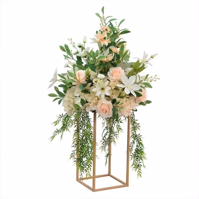 Livingandhome Modern Rectangular Metal Tabletop Plant Stand in Gold and Yellow