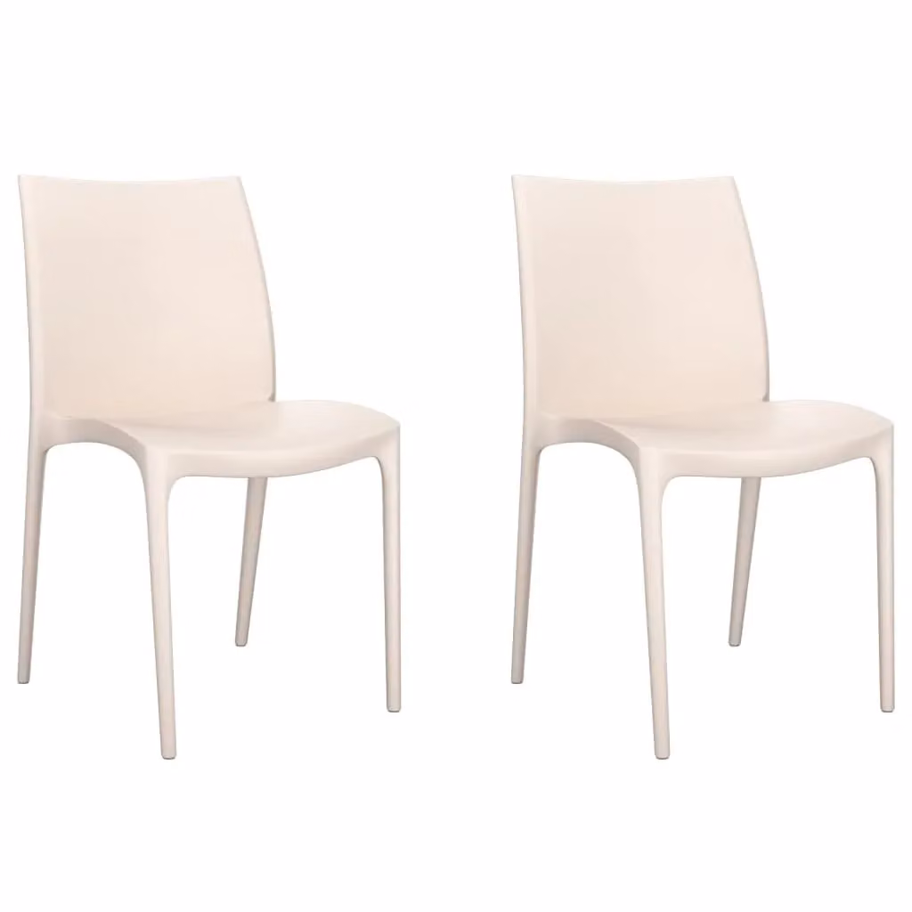 Berkfield Home Set of 2 Stackable Garden Chairs in Beige Polypropylene, W/D/H: 50 x 46 x 80 cm – 2