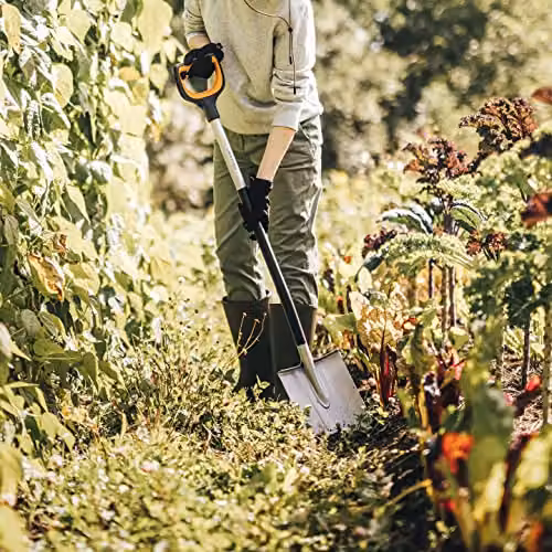 Fiskars Xact Round Gardener's Spade with Reinforced Boron Steel Blade, Black and Orange, Length: 120 cm – 5