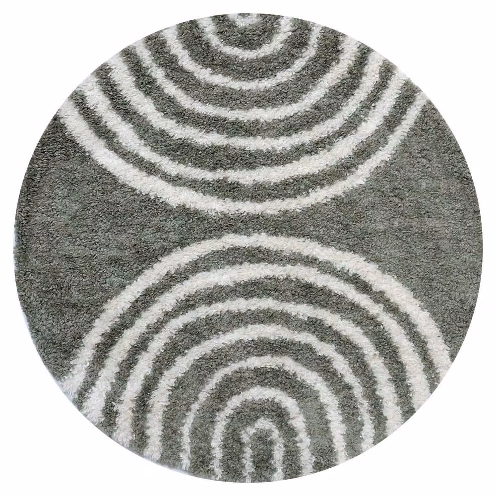 THE RUGS Moodi Rainbow Design Shaggy Soft High Pile Round Living Room Rug in Green and Multicolour, Diameter: 120 cm – 4