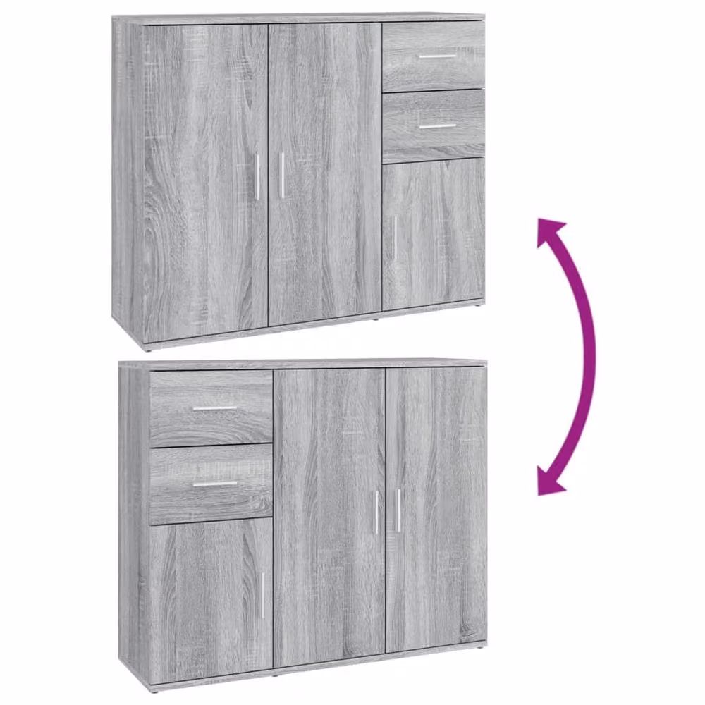 Berkfield Home Grey Sonoma Sideboard in Engineered Wood W/D/H: 91 x 29.5 x 75 cm – 3