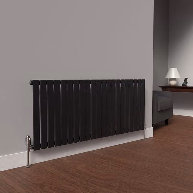 Lux Heat Flat Horizontal Coloured Radiator in Space Black, W: 60.0 cm, H: 147.0 cm