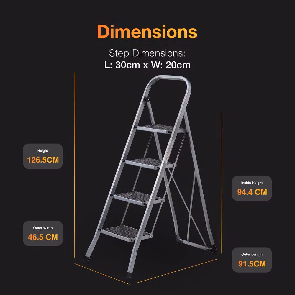 MasterWorx 4 Step Ladder in Grey, Height: 126.5 cm – 5