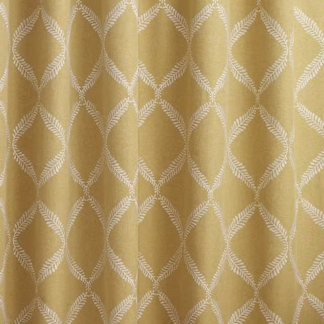 Make It A Home Olivia Lattice Room Darkening Pencil Pleat Curtain Pair in Yellow, Height: 229 cm, Width: 183 cm