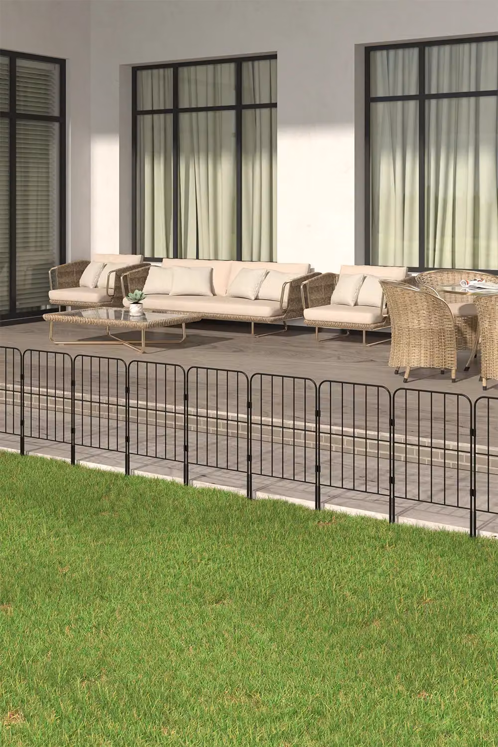 Living and Home 25-Panel Metal Garden Edging Fence in Black, W/H: 31 x 61 cm – 2