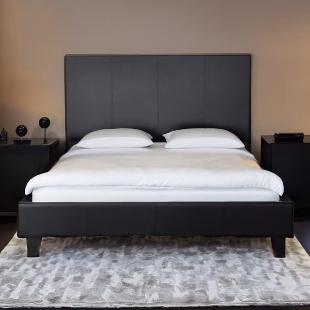 Comfy Living Modern Upholstered Faux Leather Bedframe in Black