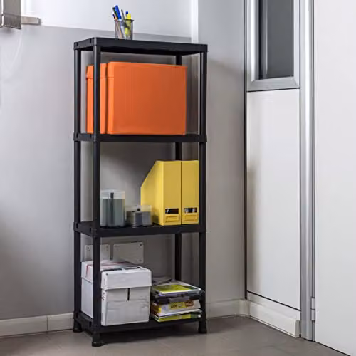 TOOMAX Black Resin 4-Shelf Freestanding Storage Unit, W/D/H: 60 x 30 x 138 cm – 2