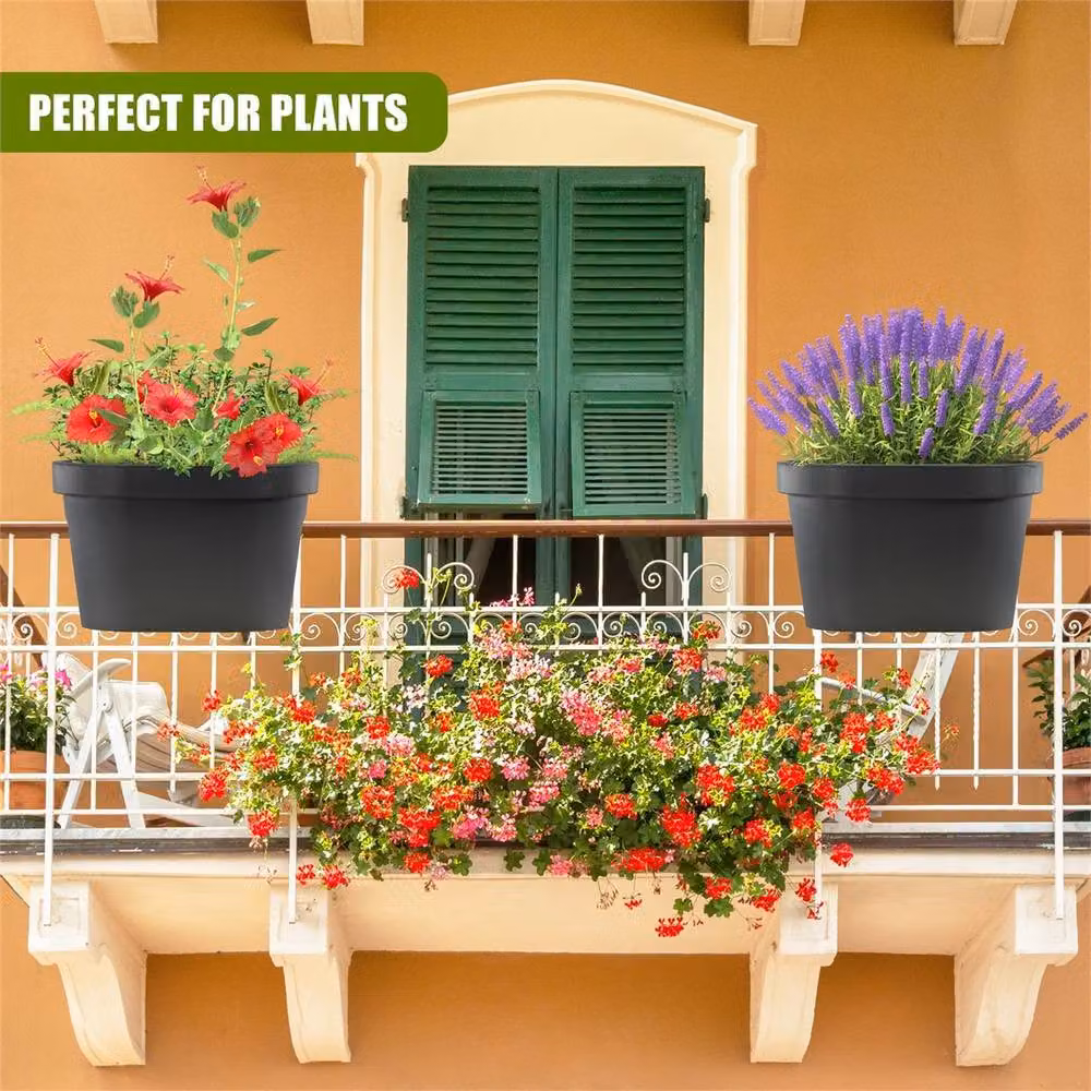 SPETLEK Anthracite and Black Oval Hanging Plant Pot W: 40 cm, D: 26 cm, H: 24.5 cm – 4