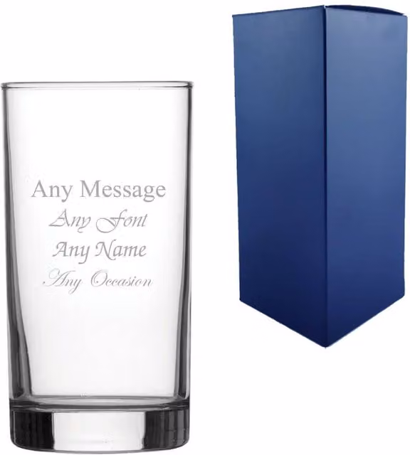 Uniqueful Personalised Engraved 295ml Clear Hiball Glass Tumbler