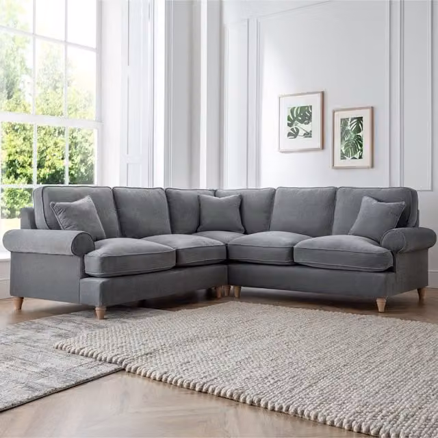 The Great Sofa Company Ezra Large Textured Velvet Left-Facing Corner Sofa in Grey – 1