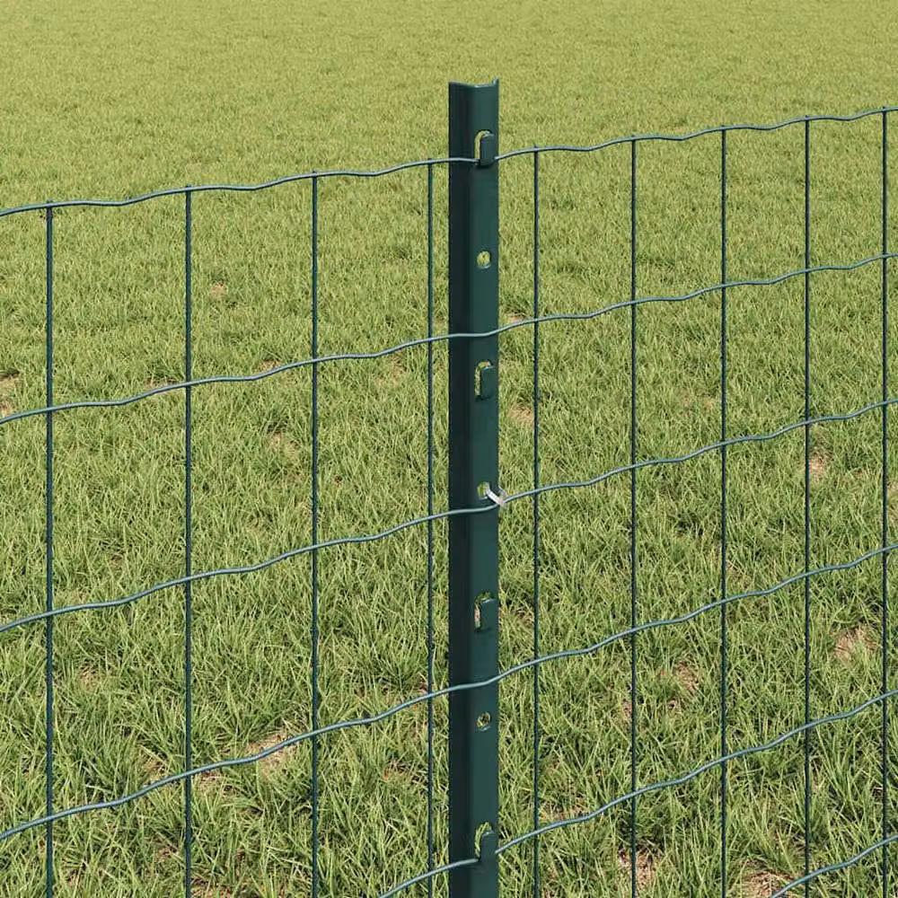 Berkfield Home Green Euro Fence with 11 U-Profile Posts, Powder-Coated Steel, W: 25 m, H: 0.6 m – 3