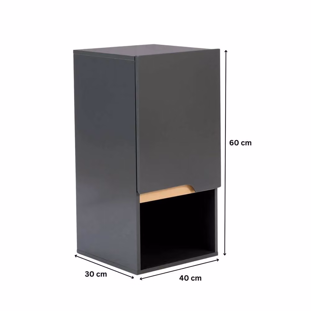 VOGREX Grey Wall Mounted Bathroom Cabinet with Hinged Doors and Internal Shelves – 2