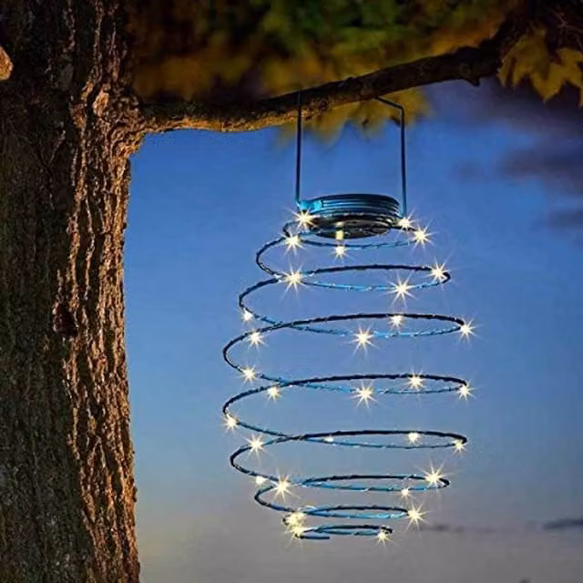 Marco Paul Solar Powered Warm White LED Copper Spiral Hanging Garden Lights