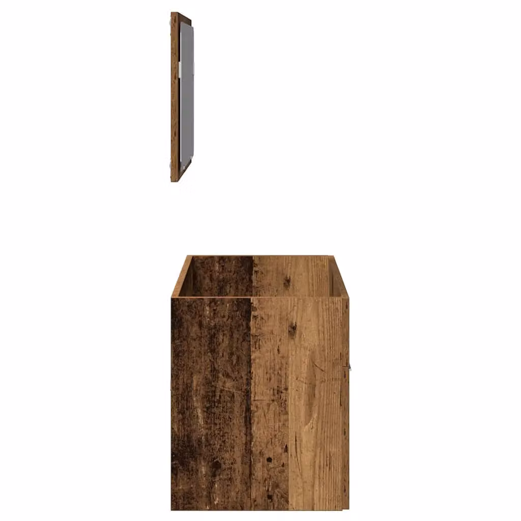 Berkfield Home Wall Mounted Bathroom Cabinet with Mirror in Brown Rustic Old Wood – 4
