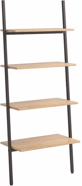 Berkfield Home 4-Tier Industrial Ladder Leaning Shelf in Brown and Black, W/D/H: 64 x 34 x 150.5 cm
