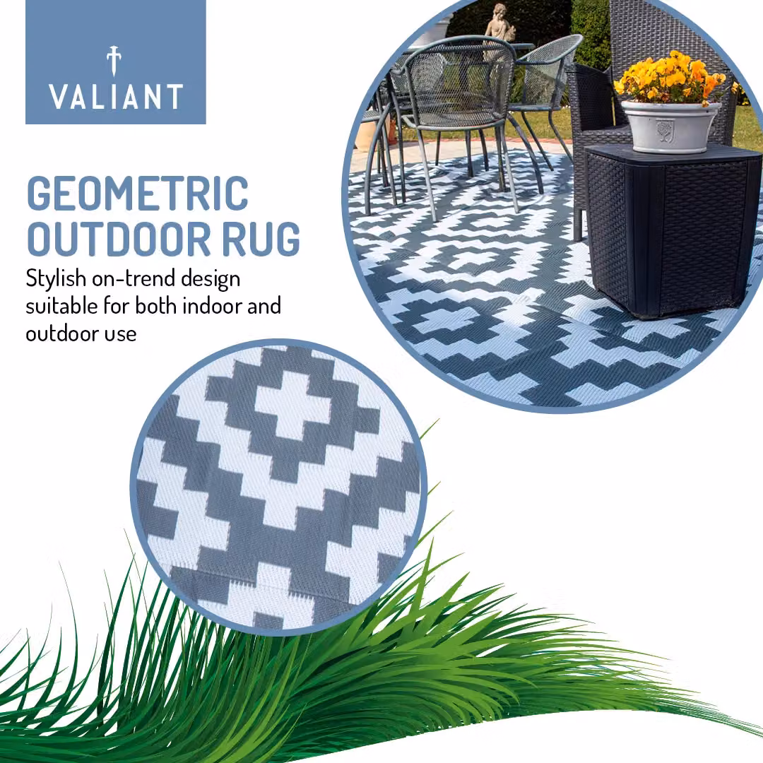 Valiant Geometric Grey Waterproof Outdoor and Indoor Garden Rug, W: 270 cm, D: 180 cm – 2