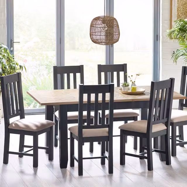Julian Bowen Bordeaux Rectangular Dining Table and Chairs Set in Grey Wood