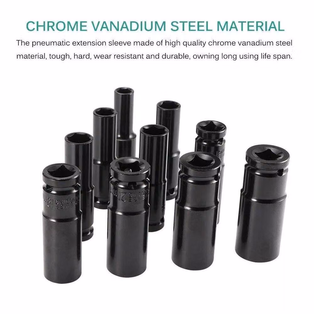 FLAVORA Thin Wall Long Reach Deep Impact Socket Set 1/2 inch Drive in Black – 3