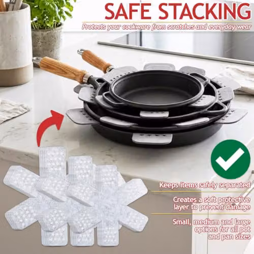 SPARES2GO Felt Stacking Protector Divider Liners for Cookware, Grey (Pack of 12) – 2