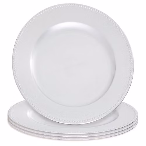 Orsina Silver Melamine Charger Plate with Dotted Rim, Diameter: 33 cm