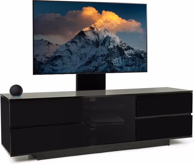 AVITUS ULTRA TV Cabinet with Glass Door and Mounting Arm, Black, W/D/H: 158 x 40 x 48 cm