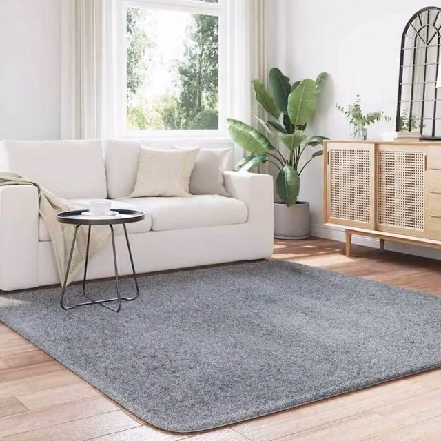 Berkfield Home NAVARRA Shaggy High Pile Rug, Light Grey, W/D: 200 x 200 cm – 1