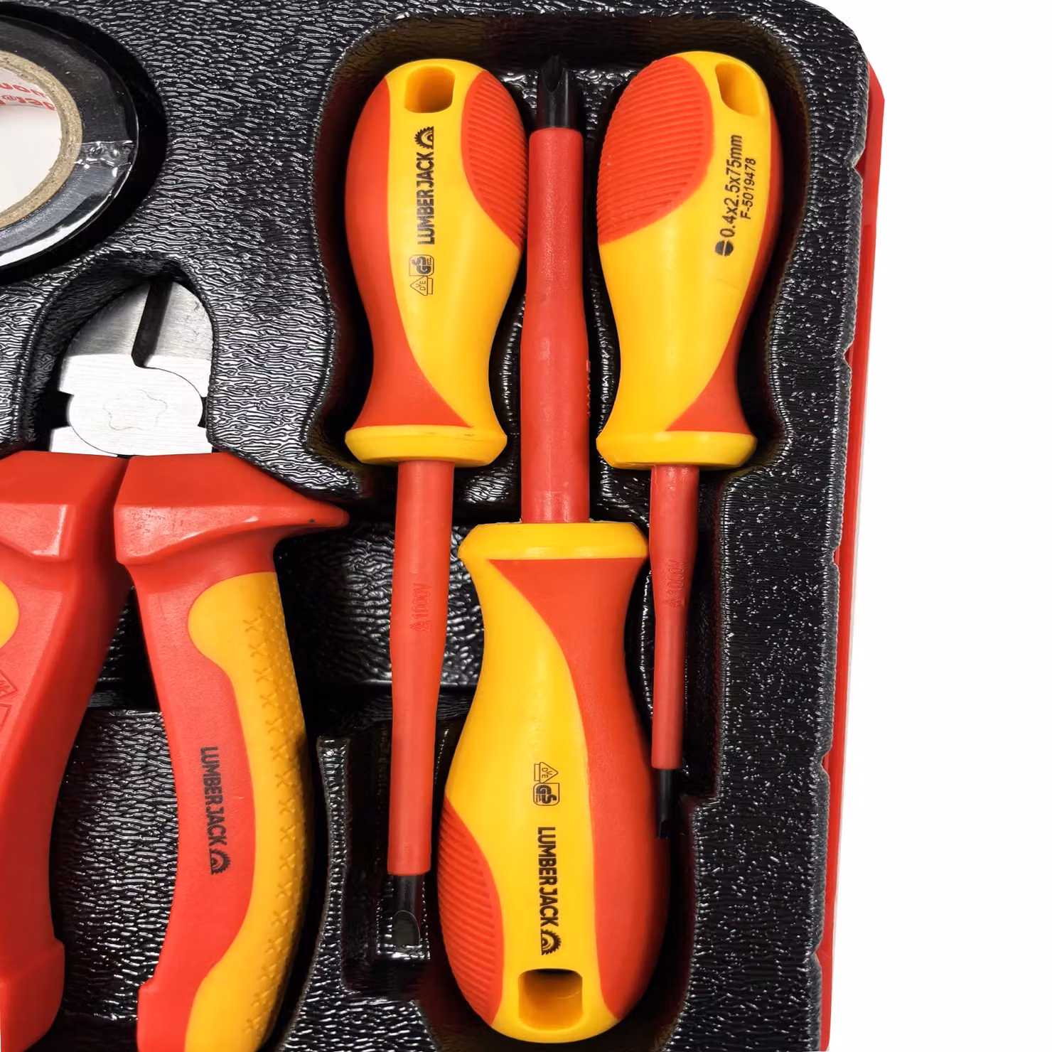 Lumberjack 11-Piece VDE Insulated Electricians Tool Set with Pliers and Screwdrivers in Red – 8