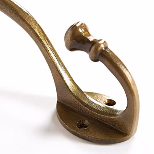 Hammer and Tongs Brass Wall Hook, Pack of 5, W: 35 mm x H: 135 mm – 2