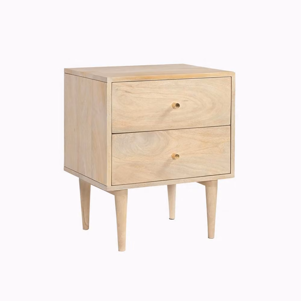 FurnitureboxUK Everest 2 Drawer Oak and Mango Wood Bedside Table in Light Brown – 2