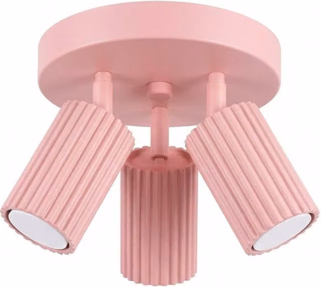 Sollux Lighting minimalist Pink metal Cylinder Ceiling Lamp, 3-Light, W/D/H: 18 x 19.5 x 19.5 cm