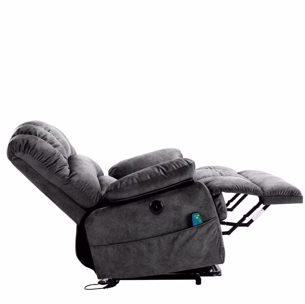 STILVORA Grey Fabric Recliner Chair with Massage, Heat, USB and Powered Lift Assist – 5