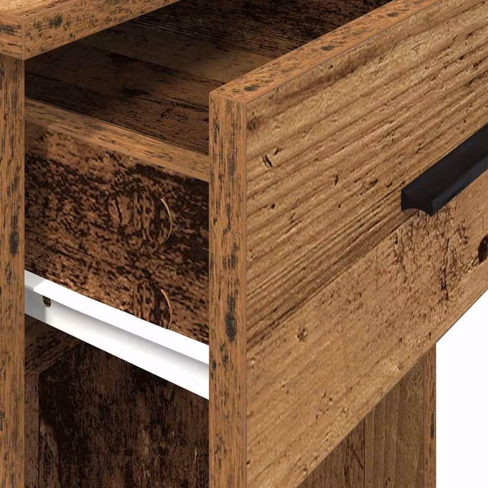 Berkfield Home Computer Tower Stand with Drawer in Brown Old Wood, W/D/H: 35 x 45 x 77 cm – 5