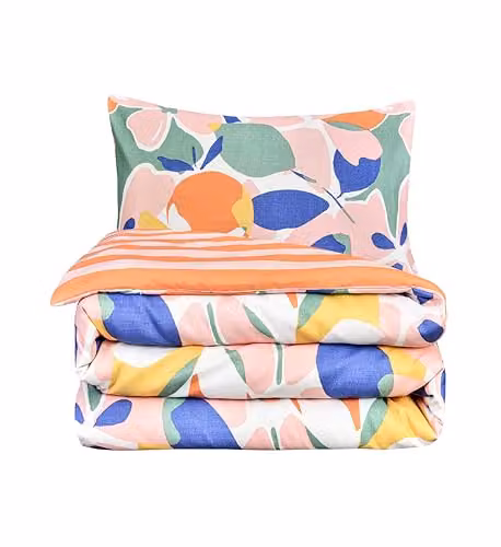 Sleepdown Abstract Floral Reversible Duvet Cover and Pillowcase Set, Multicolour, 100% Polyester Microfibre, W/D/H: 200 x 200 cm – 2
