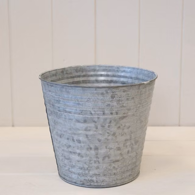 KDMD Antique Grey Aged Zinc Round Metal Tabletop Planter