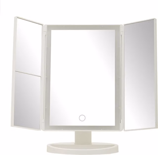 Orsina Cassini Round White LED Tabletop Mirror with Touch Switch