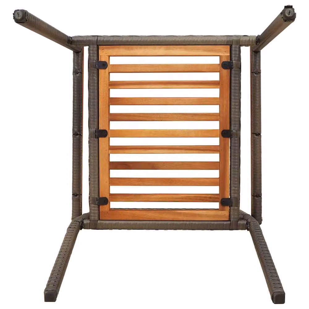 Berkfield Home Set of 4 Outdoor Chairs in Grey and Brown PE Rattan with Solid Acacia Wood – 4