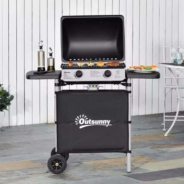Outsunny Propane Gas Barbecue Grill with 5.6 kW Output in Black – 1