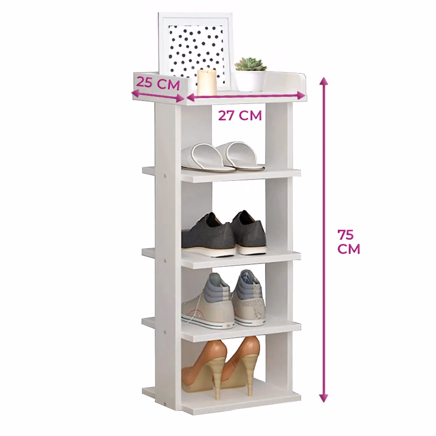 Neo 5 Tier White Wooden Shoe Rack Storage – 3