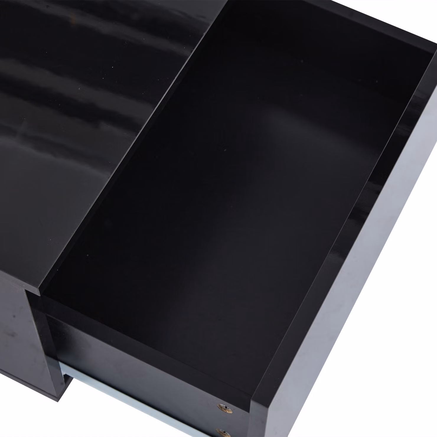 Aosom UK Modern High Gloss Coffee Table with 2 Storage Drawers and Customisable LED Lights, Black, W: 100 cm, D: 50 cm, H: 35 cm – 9