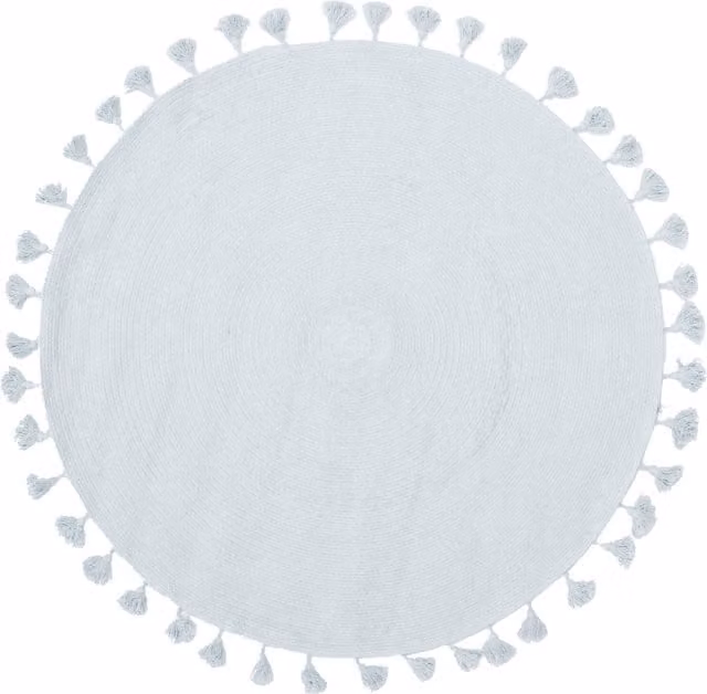Orsina Blue Geometric Round Woven Kids Rug with Fringes