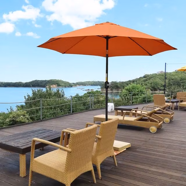 Outsunny Orange Patio Umbrella Tilt Shelter with Aluminium Frame