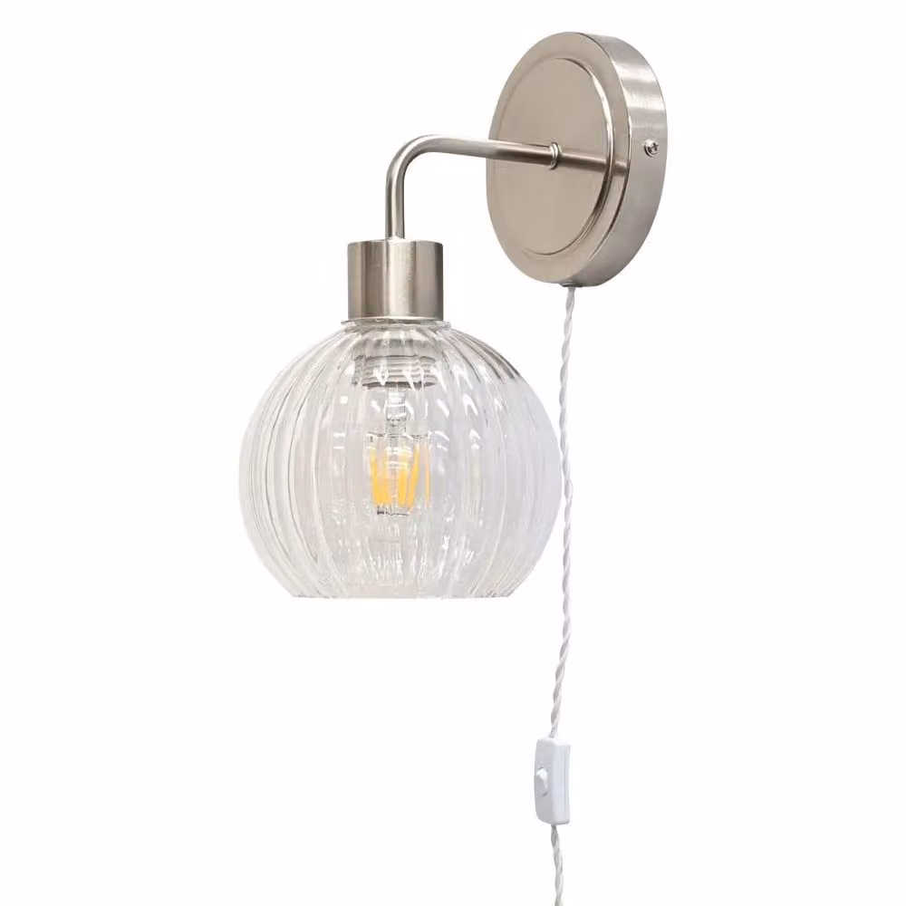 First Choice Lighting Toby Modern Plug in Corded Wall Light Fitting in Silver – 1