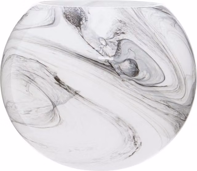 Interiors by Premier Chiara Small Abstract Modern Round Glass Tabletop Vase in Sand and White