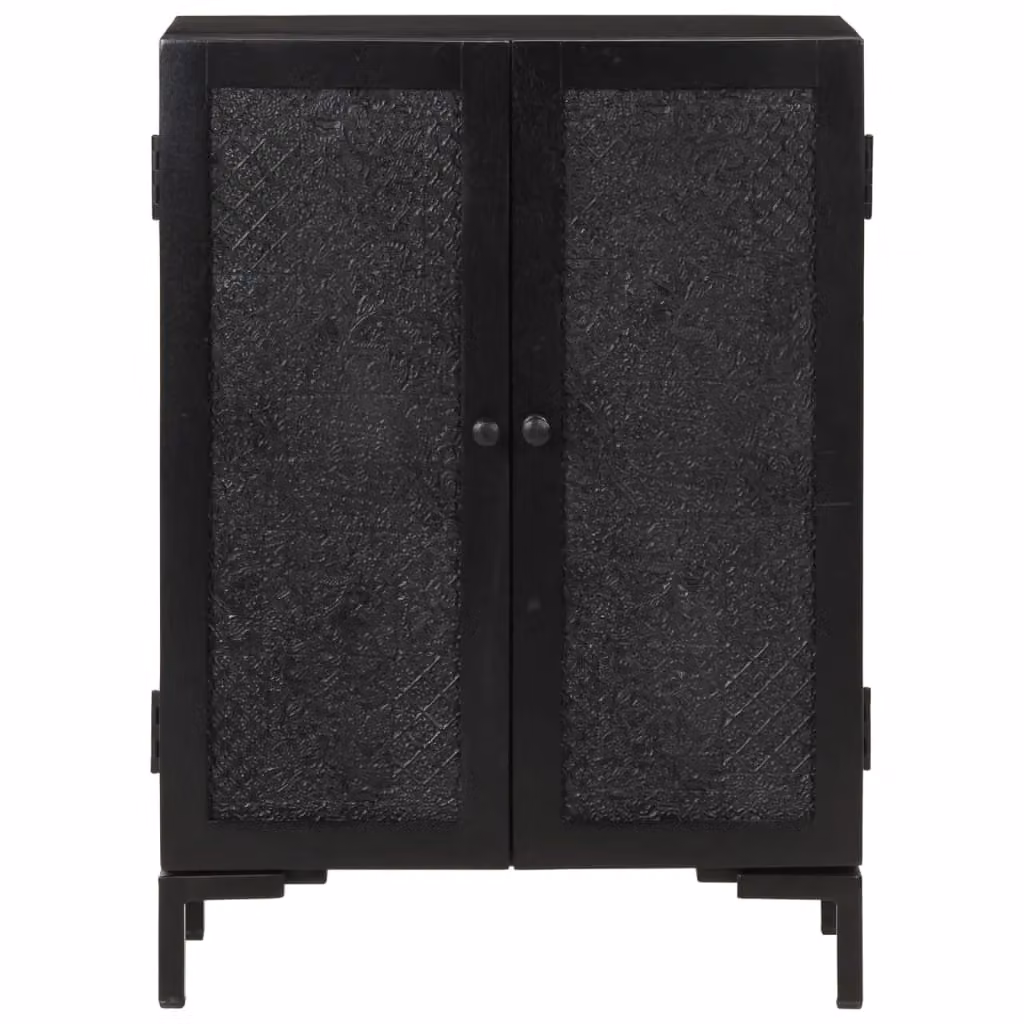 Berkfield Home Industrial Sideboard in Black Mango Wood and Iron, W/D/H: 55 x 30 x 77 cm – 2