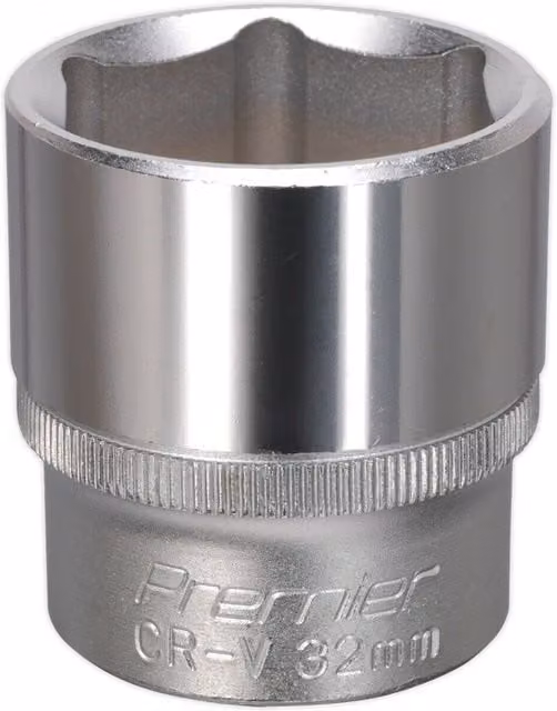 Loops 32mm Steel Drive Socket 1/2 inch Square Drive in Silver Chrome Vanadium – 1