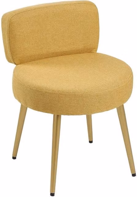 KORVIXA Yellow Linen Dressing Table Chair for Bedroom and Living Room, W/D/H: 100 x 100 x 100 cm