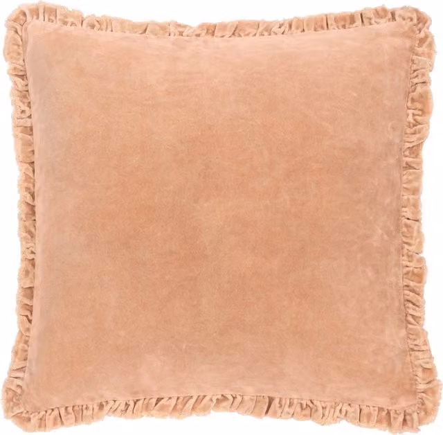 Make it a Home Bertie Washed Cotton Velvet Cushion in Beige and Orange
