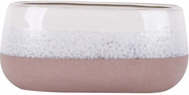 KDMD Hortus Bordeaux Stoneware Pot, Pink and White, H 13 cm x Dia 26 cm